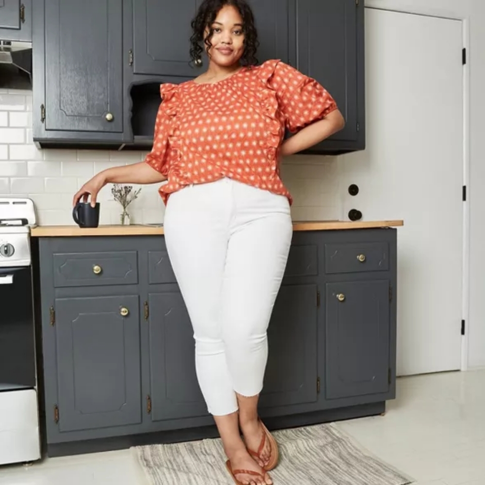 Universal Thread Puff Short Sleeve Ruffle Blouse